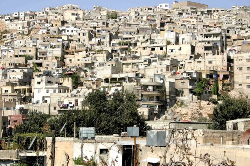 Vue d'un quartier nord-est de Damas, où vivent des milliers de réfugiés palestiniens